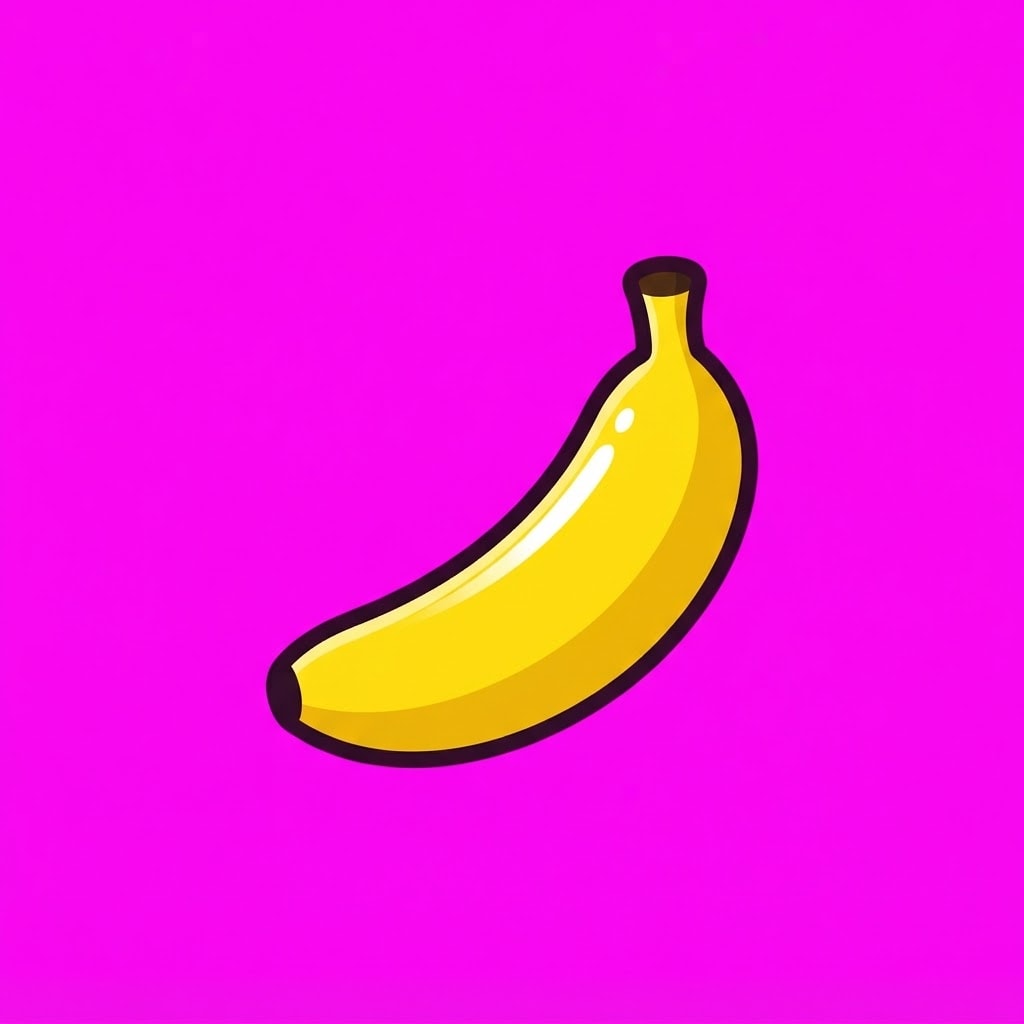Image: A single ripe yellow banana game collectible icon,