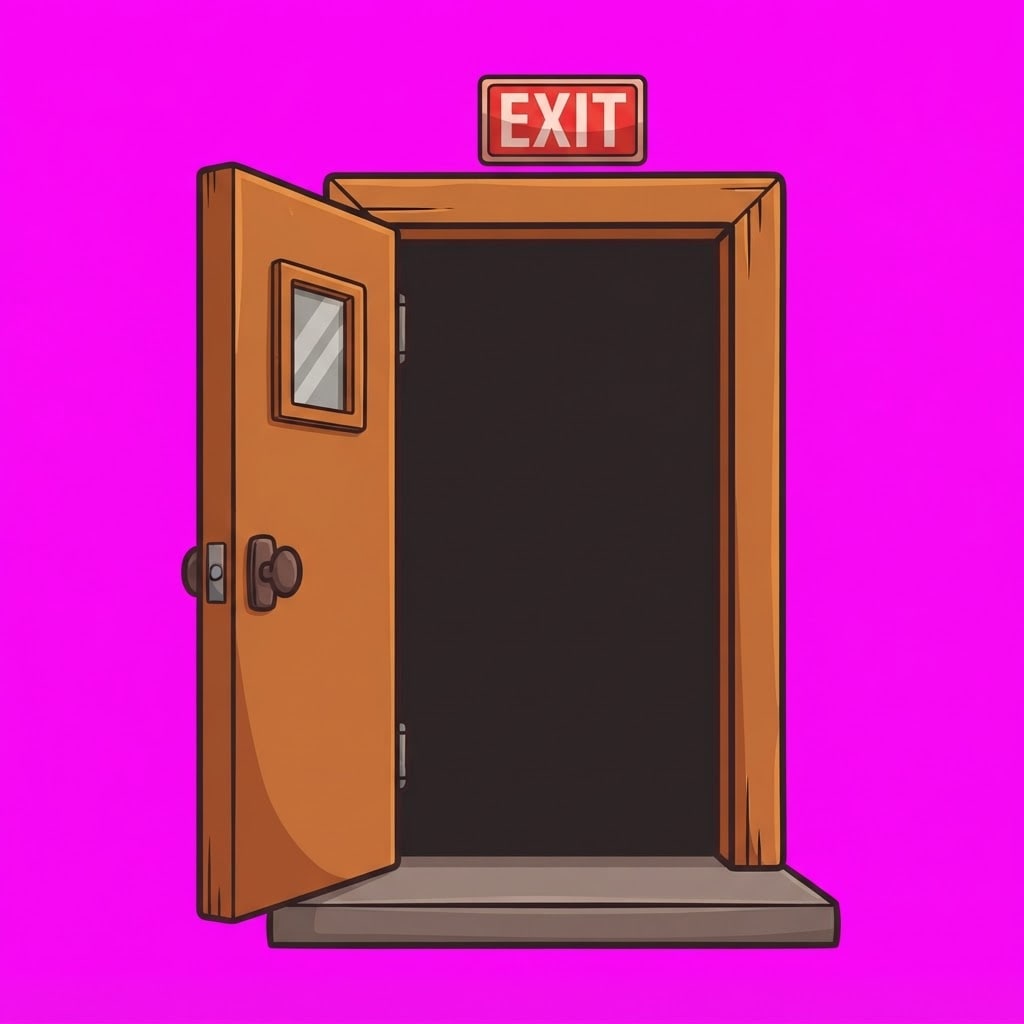 Image: SIDE VIEW of a wide OPEN school doorway for a 2D s