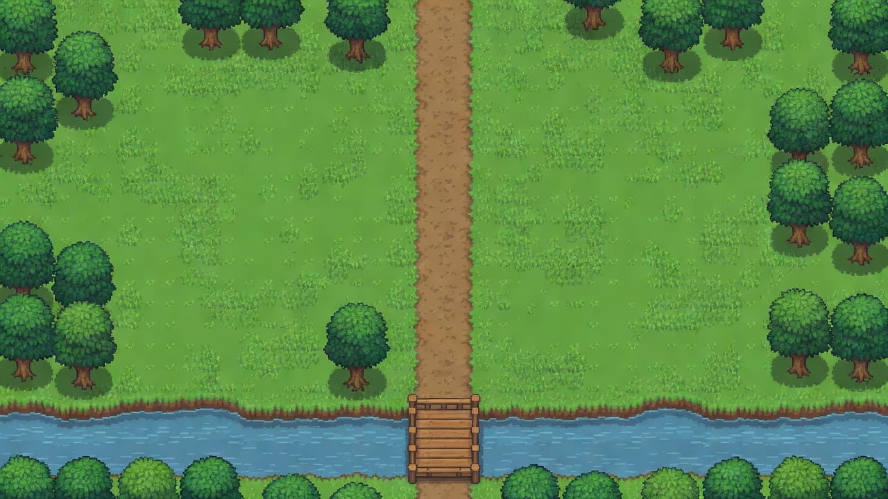 Pixel Art Grassy Room Environment