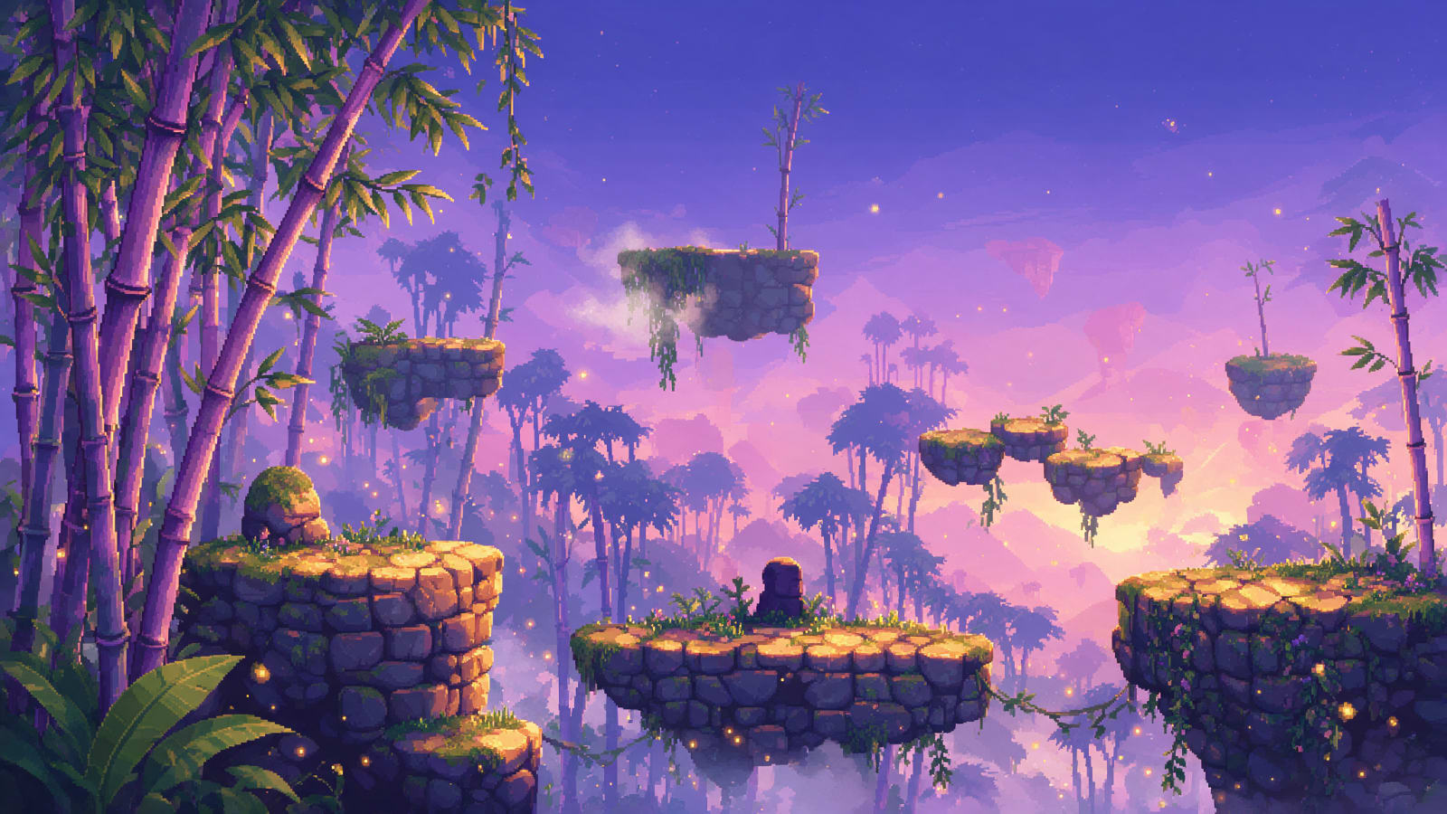 Dense Dream Bamboo Forest Platformer Background
