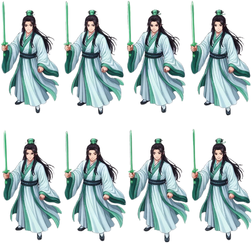 Jade Robed Swordsman Sprite Sheet