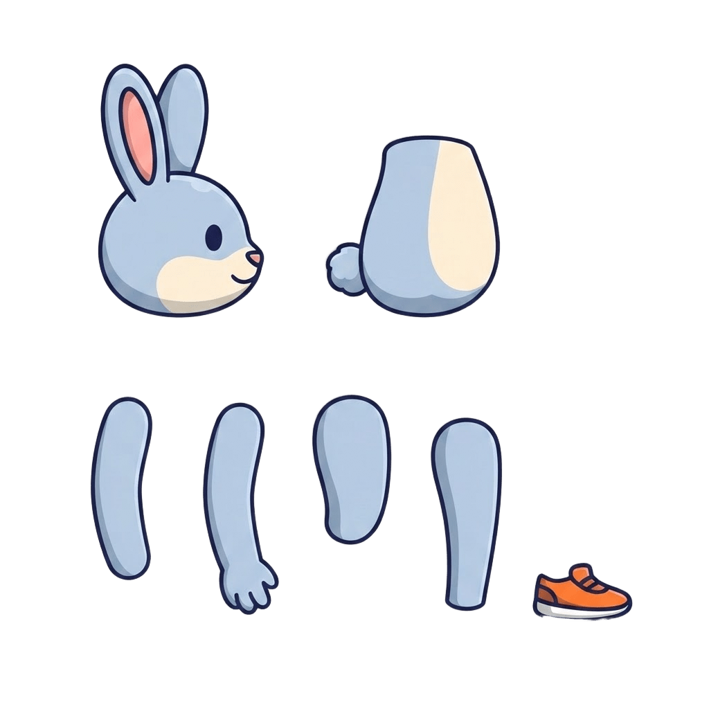 Image: Cutout puppet rig sheet made from THIS EXACT chara