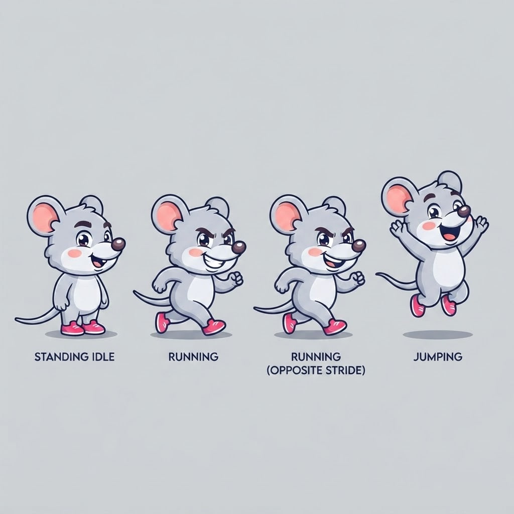 Image: Pose sheet of THIS EXACT character. Draw the same 