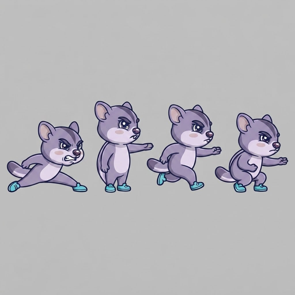 Image: Pose sheet of THIS EXACT character. Draw the same
