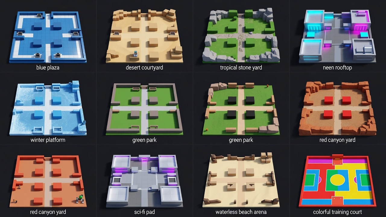 Ten Ground-Level FFA Arena Maps