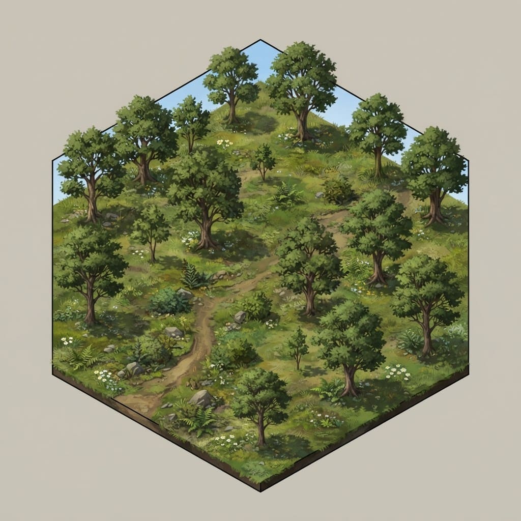 Painterly Forest Hex Tile