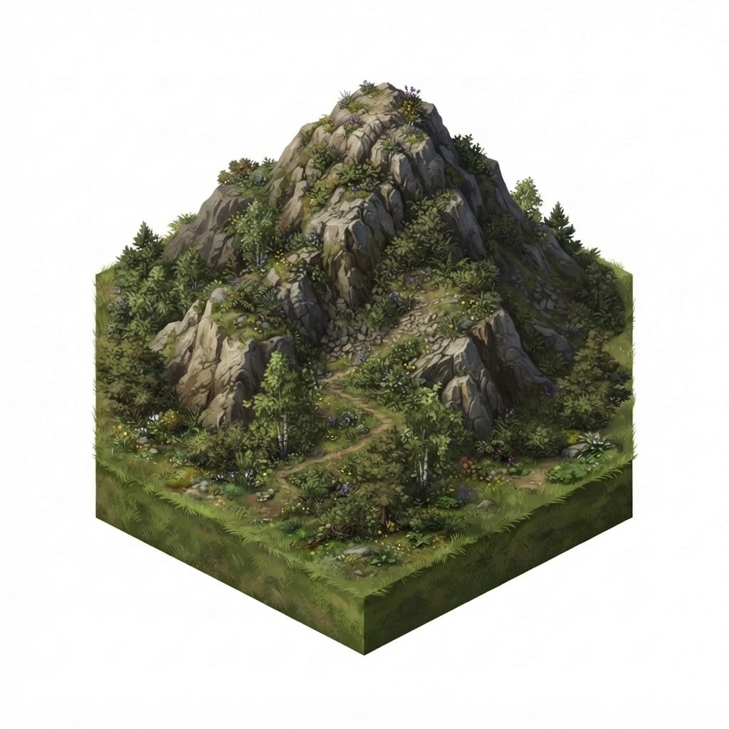 Isometric Mountain Hex Tile