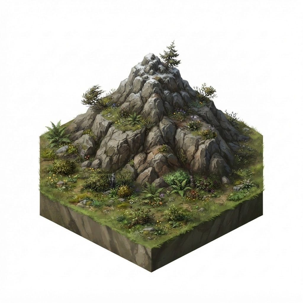 Painterly Isometric Mountain Tile