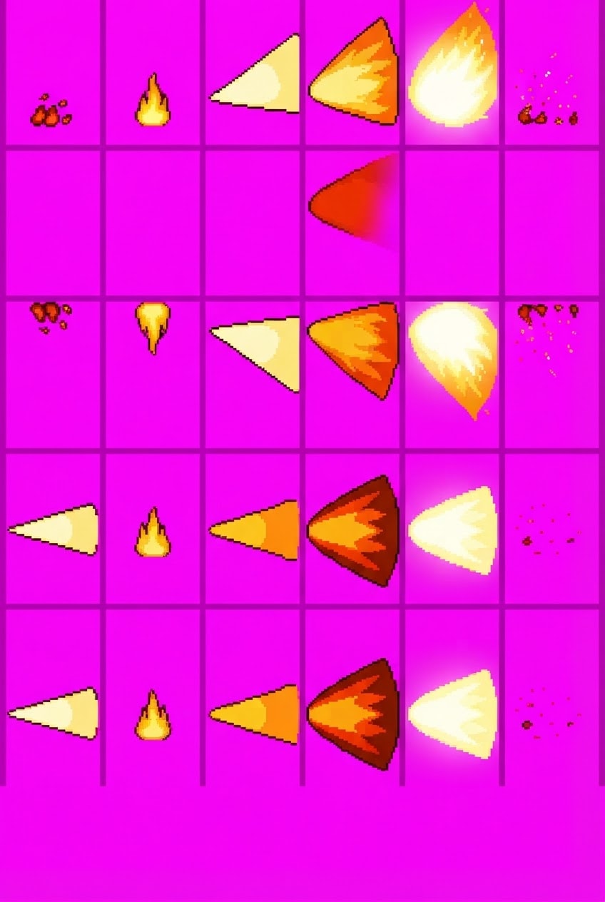 Fire Cone Skill - 4 Direction Sprite Sheet