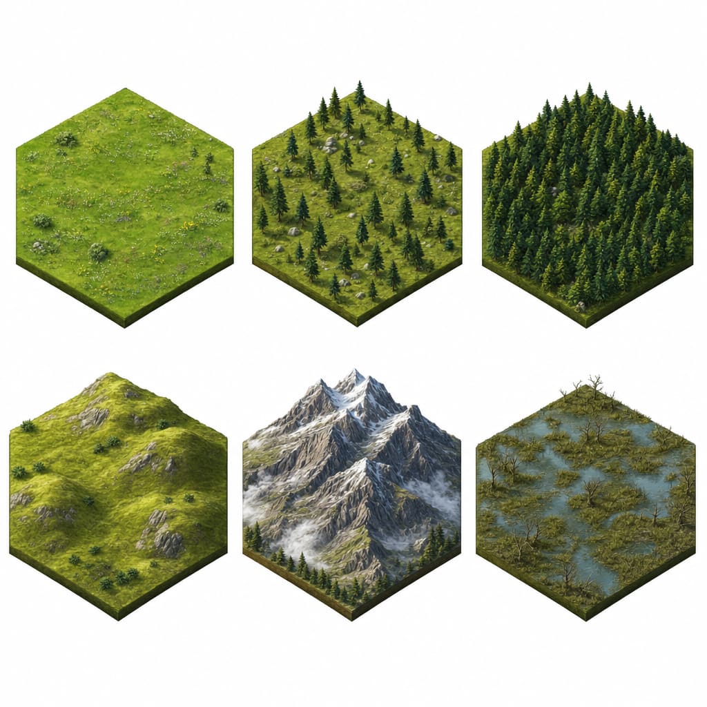 Isometric Hex Terrain Tiles