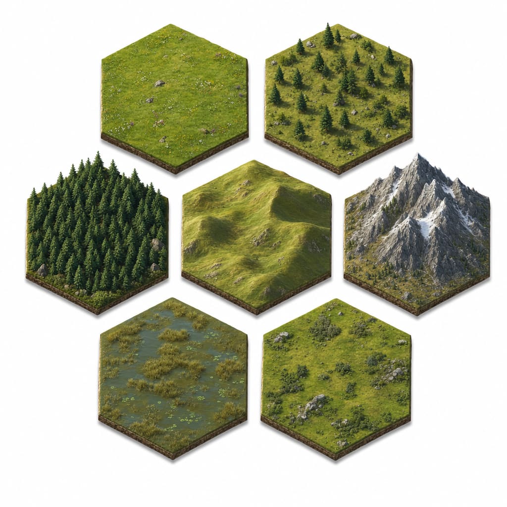 Isometric Hex Terrain Tiles