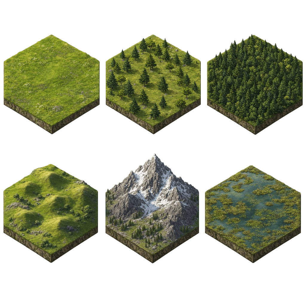 Isometric Hex Terrain Tiles