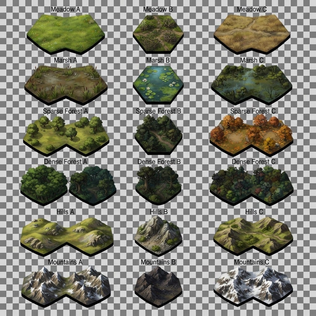 Hexagonal Terrain Tiles