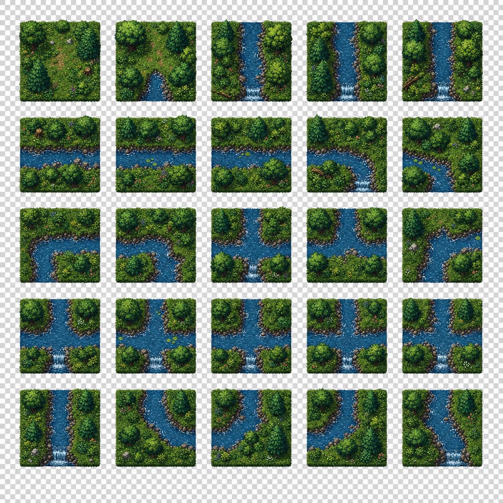 A seamless 2D tile sheet of (4)