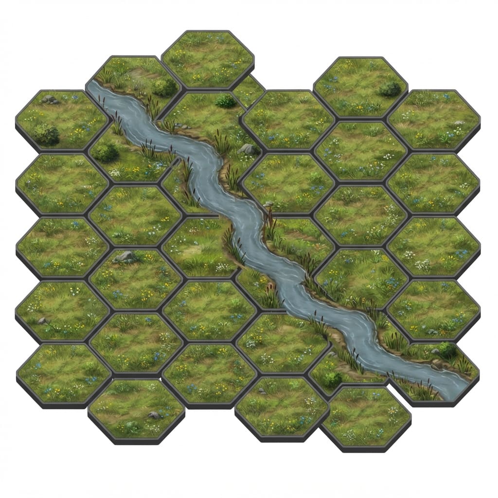 Isometric hexagonal map tiles for a