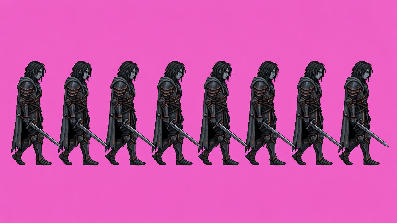 Warden of Ashes Walk Cycle Sprite Sheet