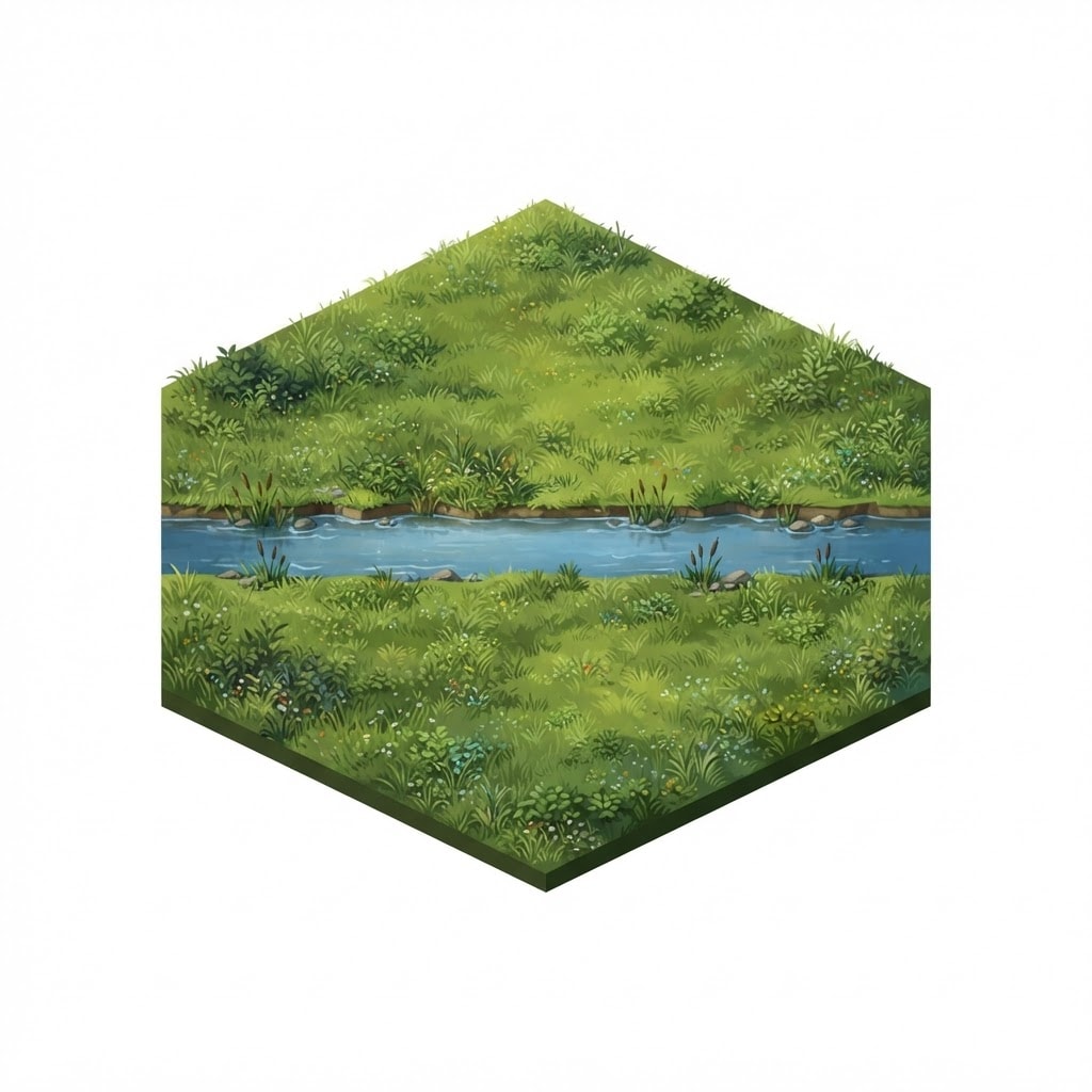 Painterly Meadow River Tile