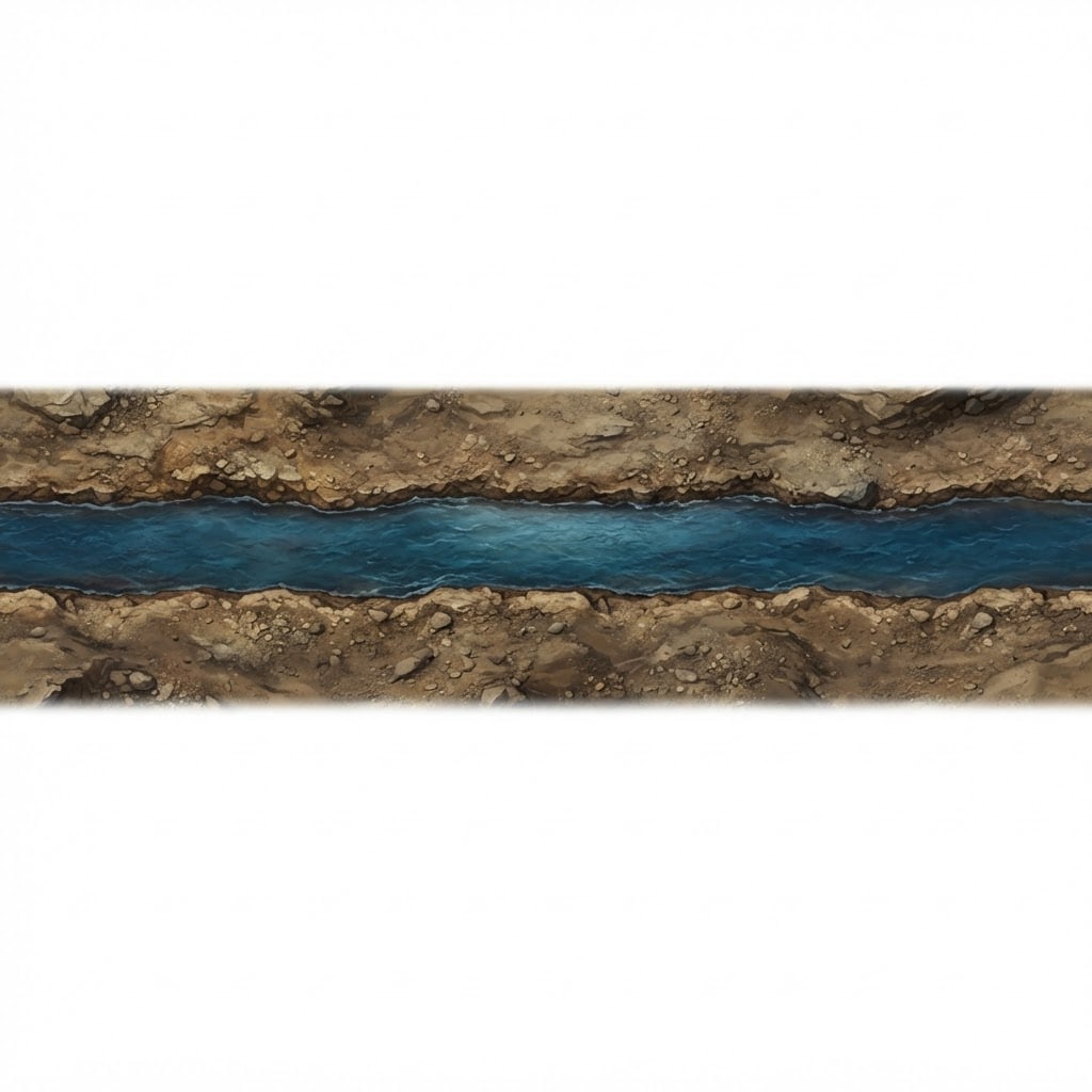 Narrow Straight River: Top-Down View