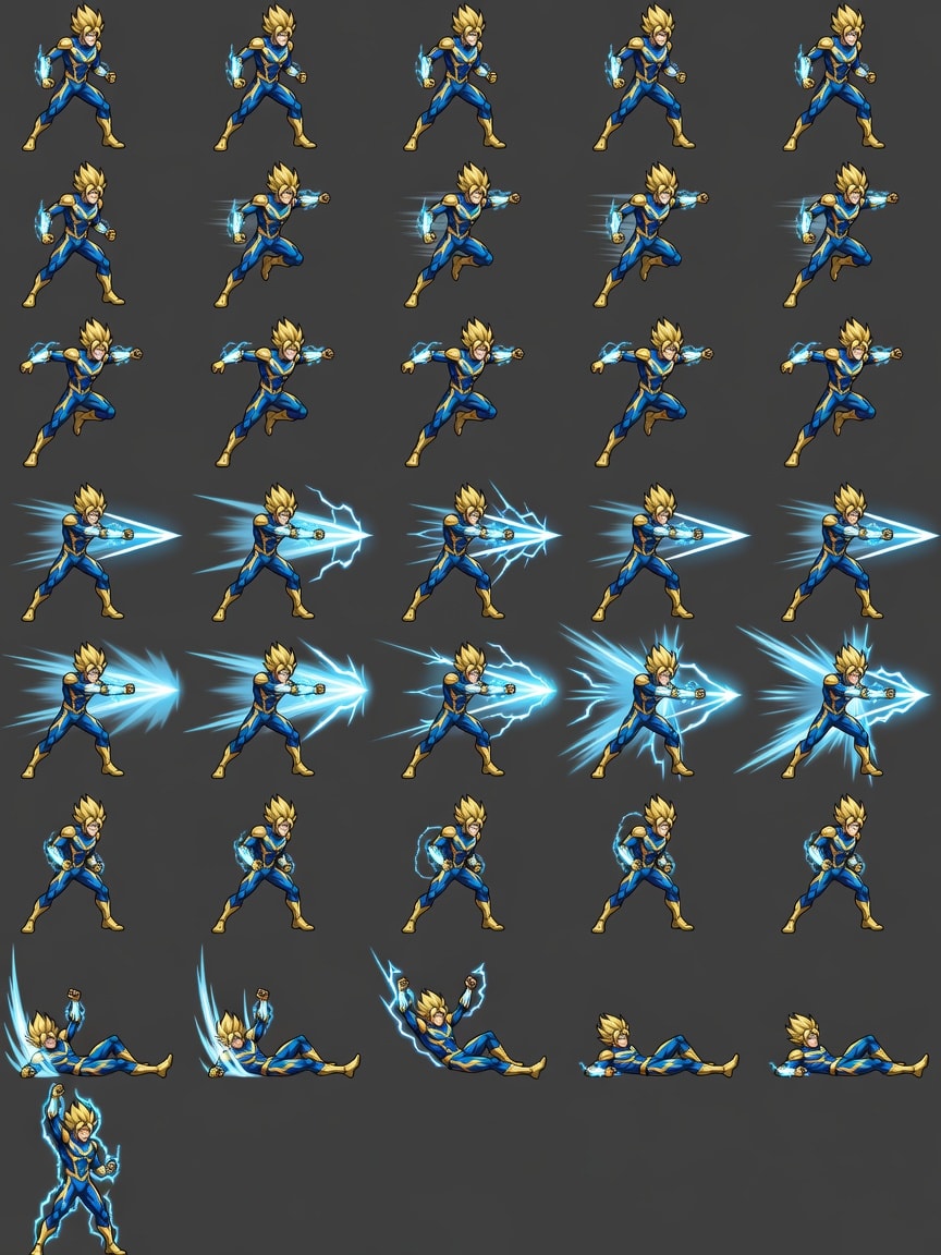 VELOCITAS hero sprite sheet