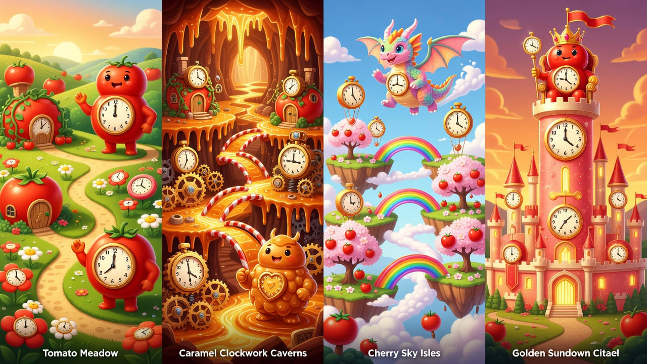 Pomodoro Fantasy Worlds (1 / 4)