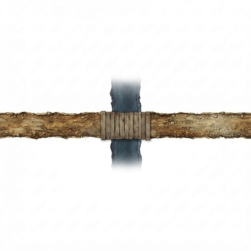 Top-down view of a very narrow
