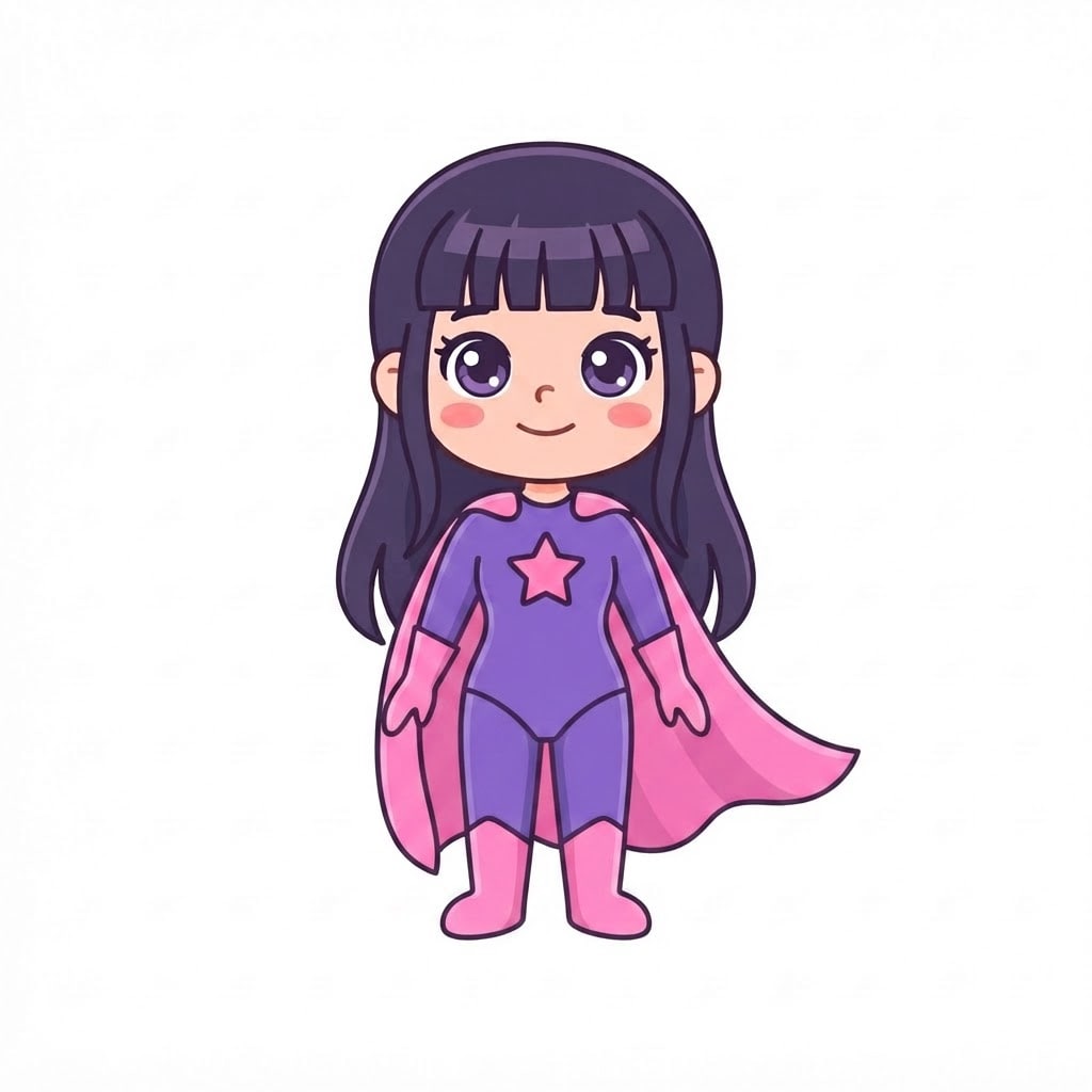 Image: Change ONLY her clothes to a superhero outfit: vio