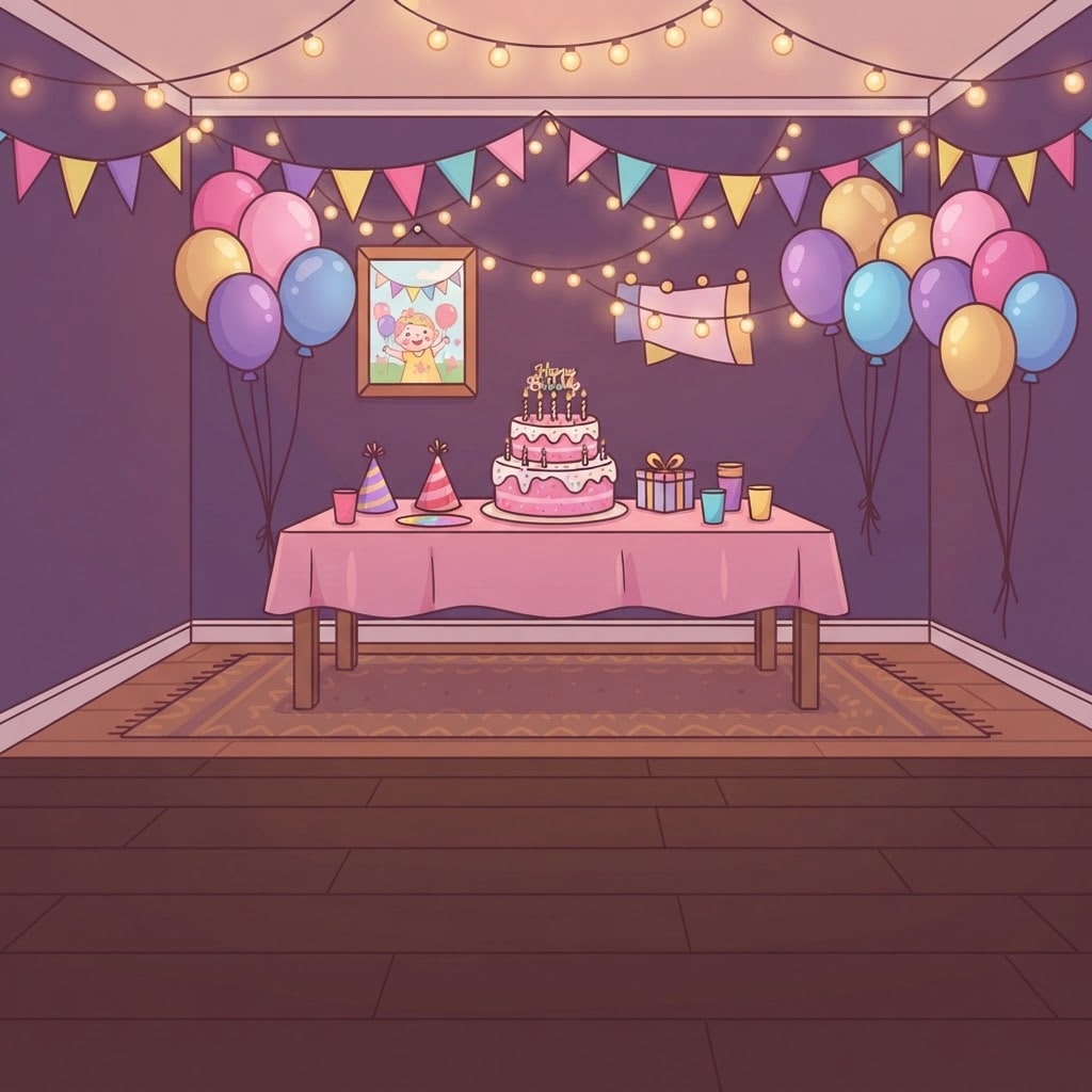 Image: Flat 2D cartoon game background, side view at eye