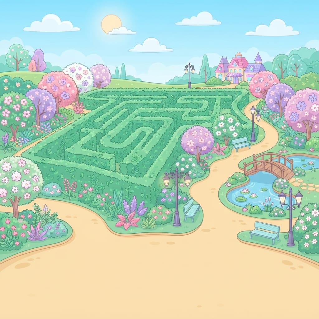Image: Flat 2D cartoon game background, side view at eye
