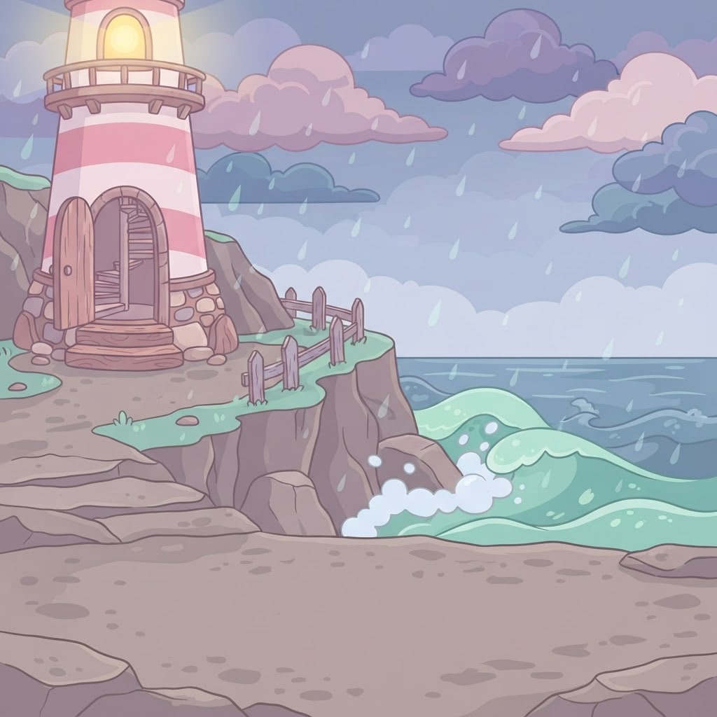 Image: Flat 2D cartoon game background, side view at eye
