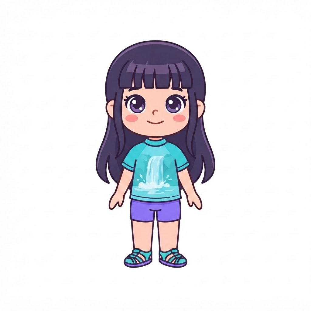 Image: Change ONLY her clothes to a waterfall outfit: tur