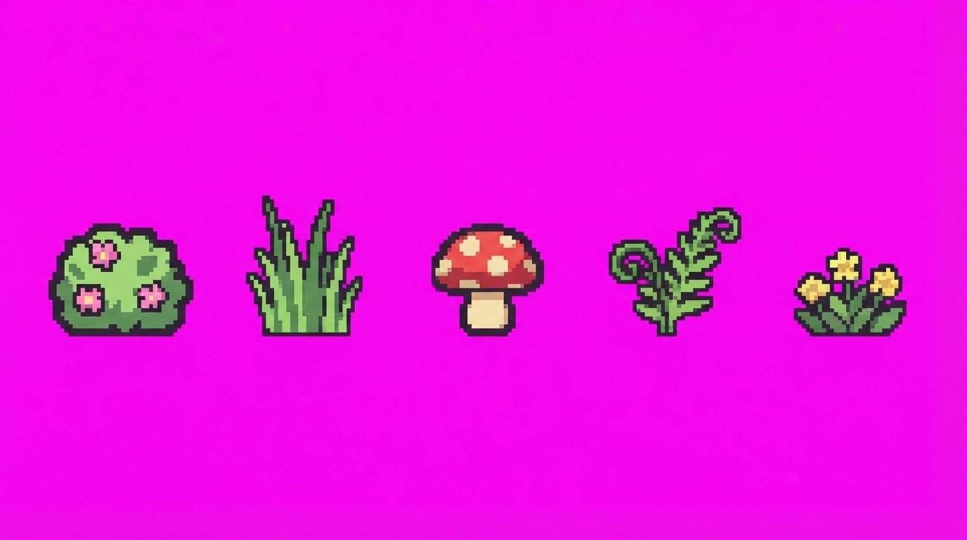 Garden Plants - 5 Variant Sprite Sheet