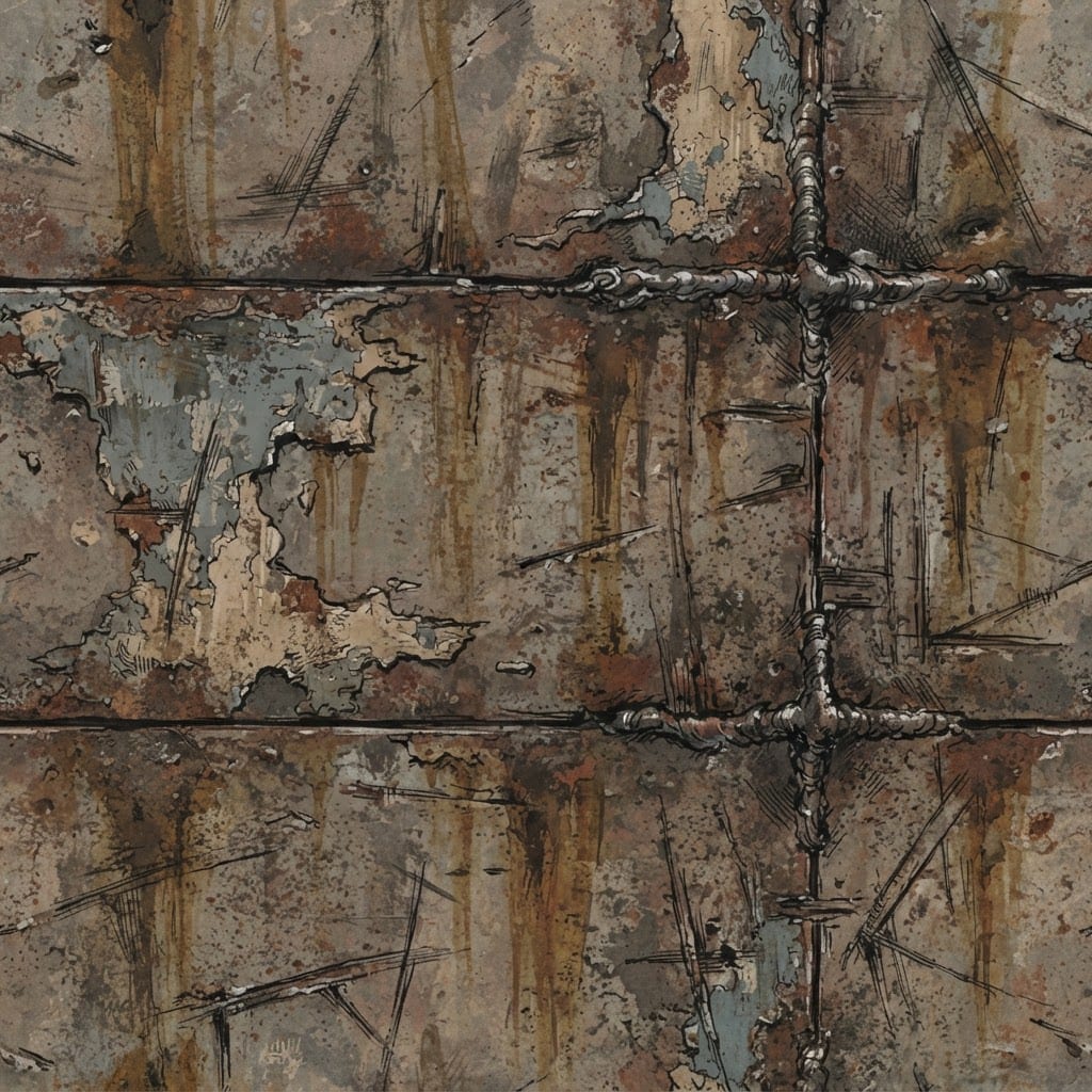 Image: Seamless tileable texture of scarred rusted indust