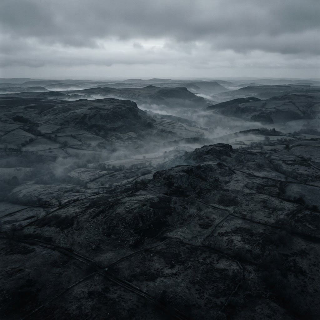 Image: Aerial landscape of the Eifel high plateau in west