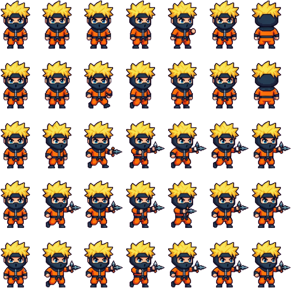 Blonde Ninja 8-Directional Pixel Sprite Sheet