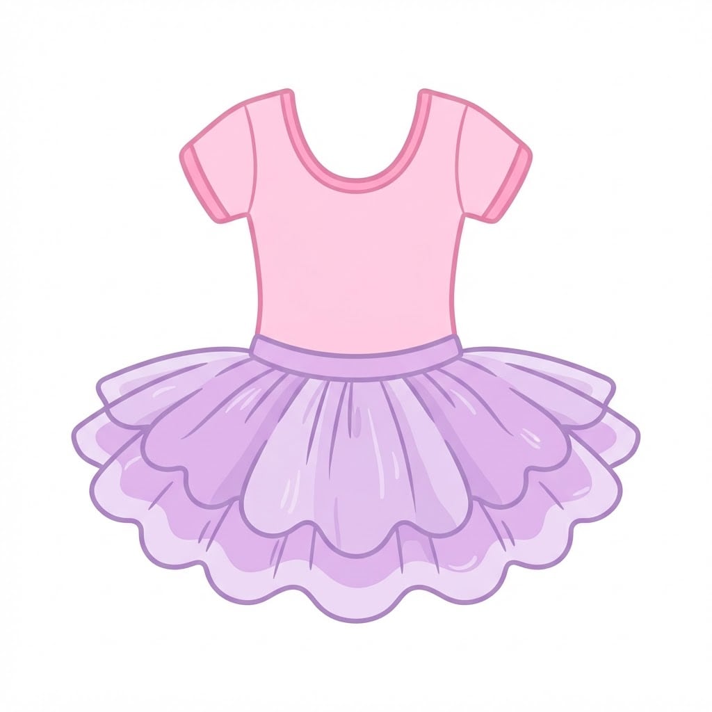 Image: Flat 2D cartoon illustration of a single ballerina