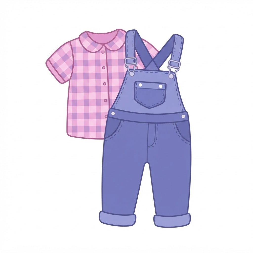 Image: Flat 2D cartoon illustration of a single farm outf