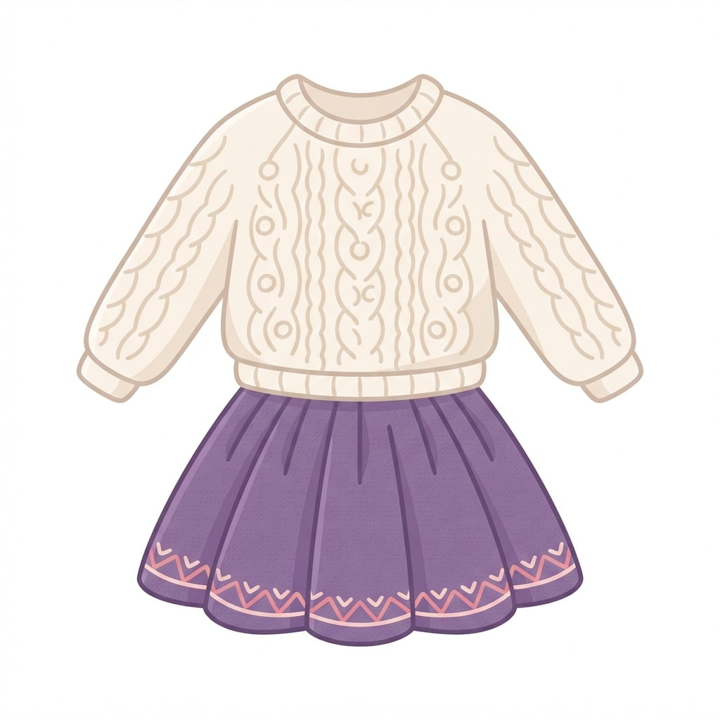 Image: Flat 2D cartoon illustration of a single cosy cabi