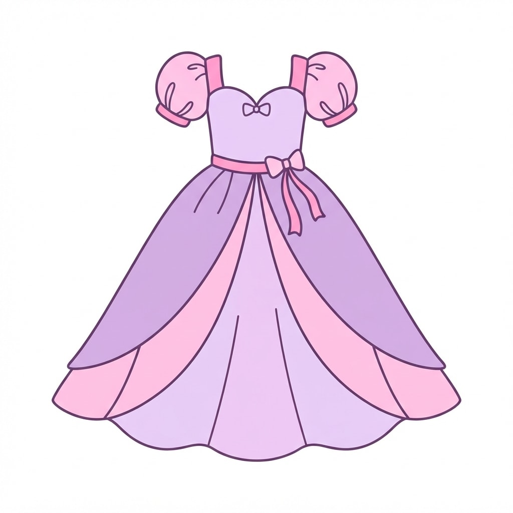 Image: Flat 2D cartoon illustration of a single princess 