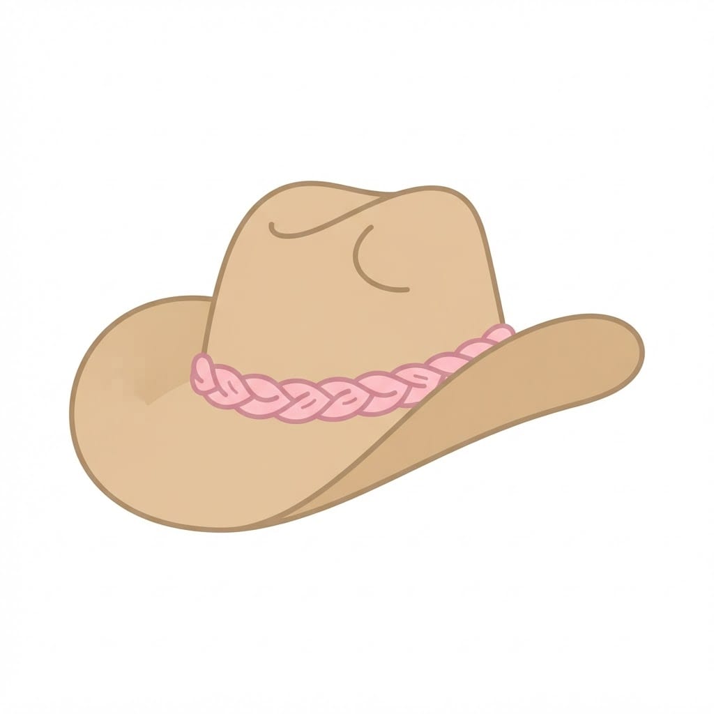 Image: Flat 2D cartoon illustration of a single cowboy ha
