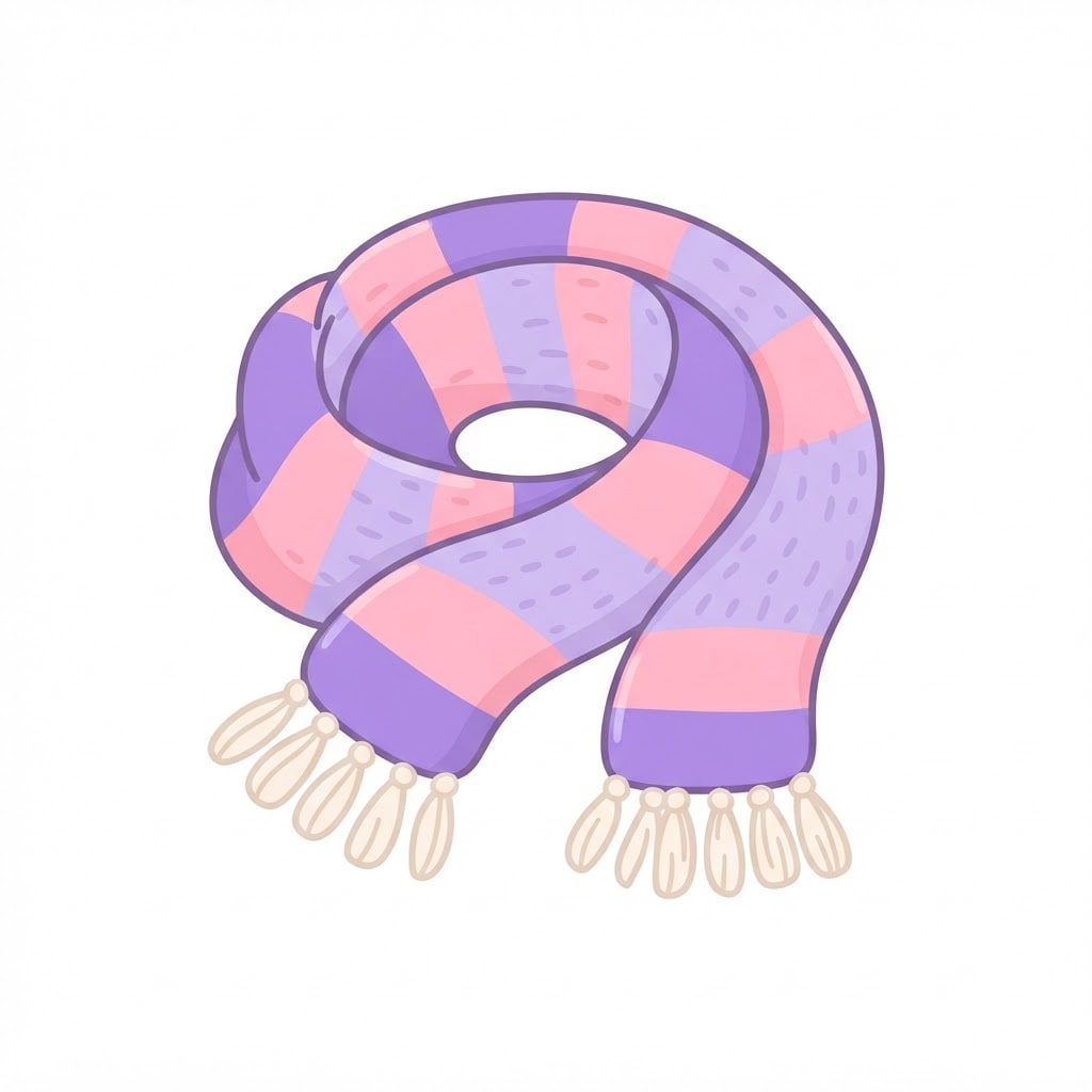 Image: Flat 2D cartoon illustration of a single knitted w