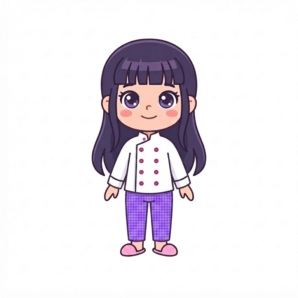 Image: Change ONLY her clothes to a chef outfit: white do