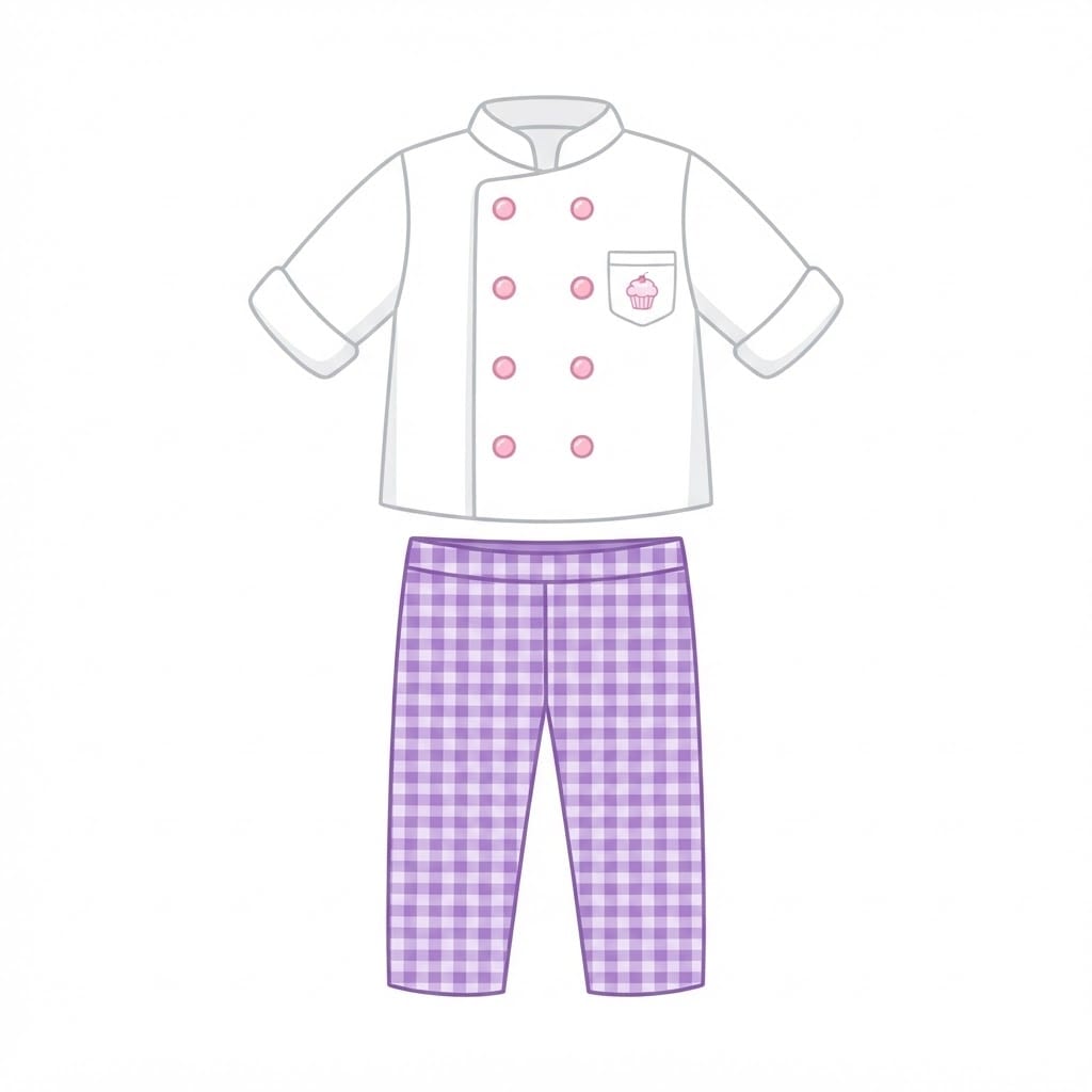 Image: Flat 2D cartoon illustration of a single chef outf