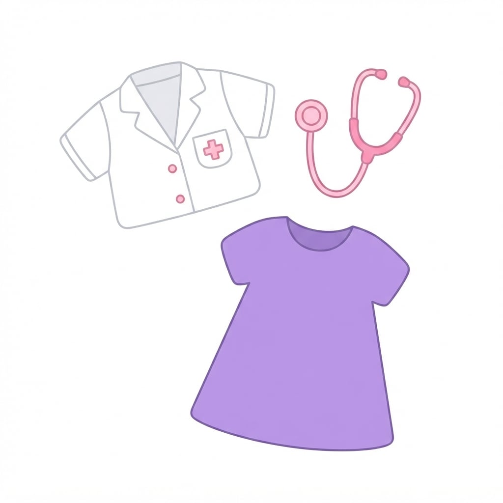Image: Flat 2D cartoon illustration of a single doctor ou