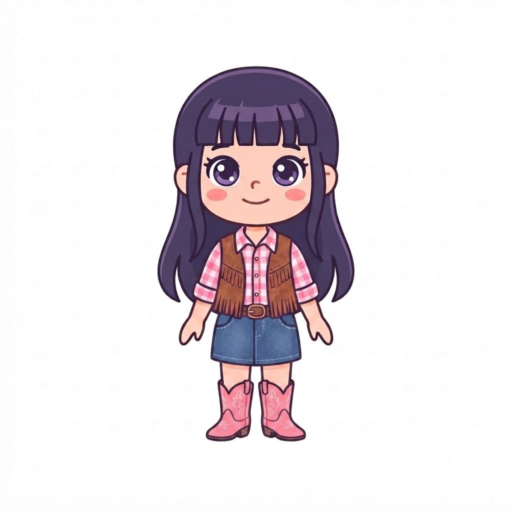 Image: Change ONLY her clothes to a cowgirl outfit: pink