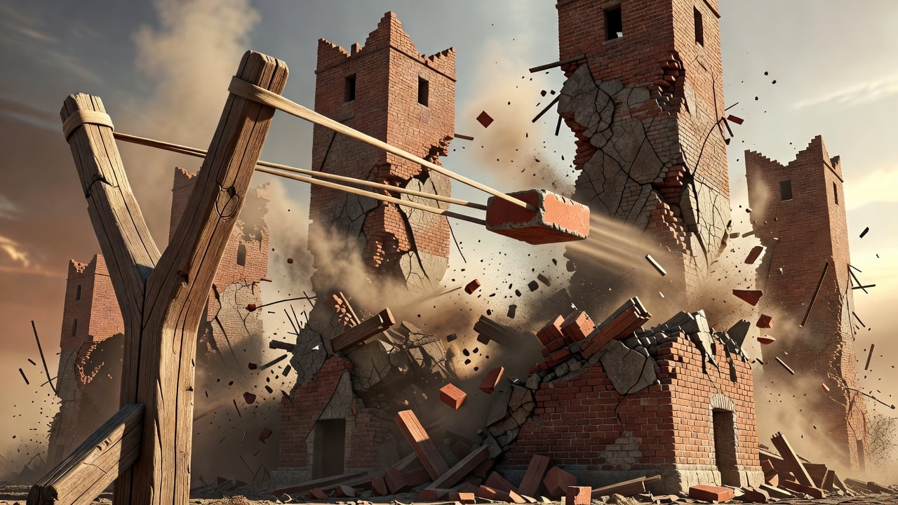 Brick Slinger Tower Destruction