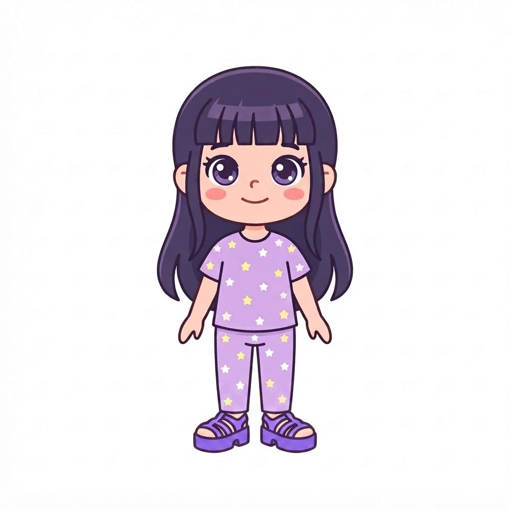 Image: Change ONLY her shoes to violet platform sandals w