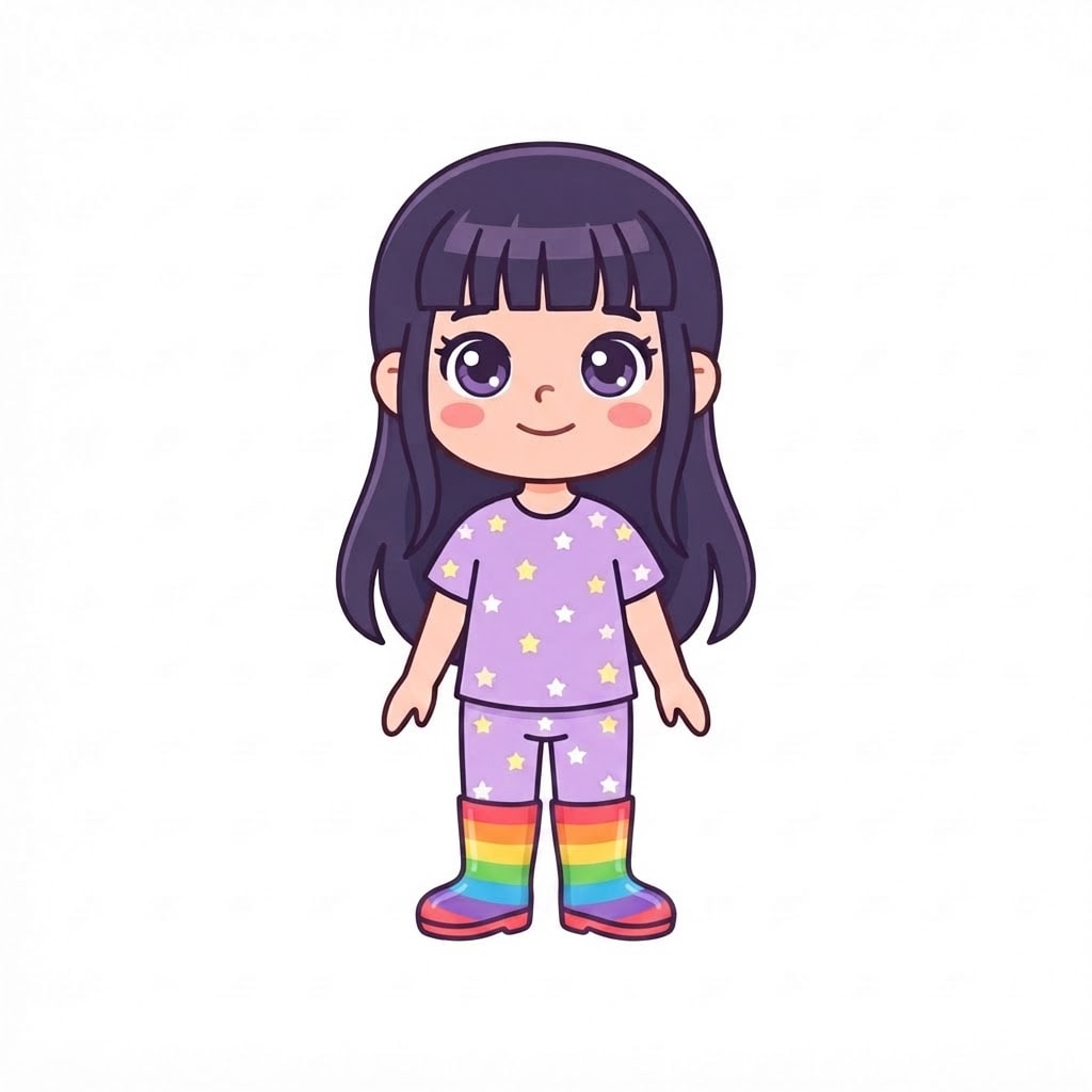 Image: Change ONLY her shoes to rainbow striped rubber ra