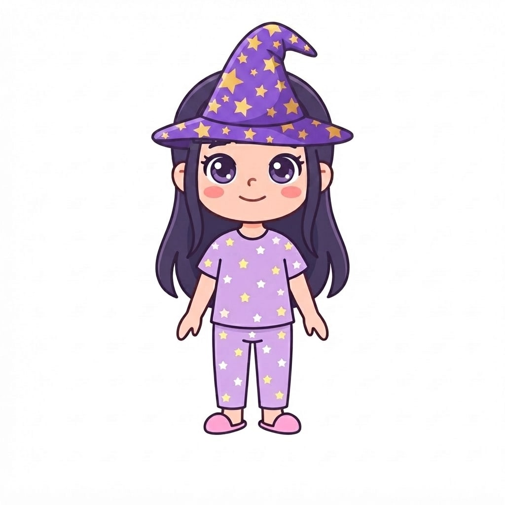 Image: Add ONLY a tall pointed violet wizard hat covered