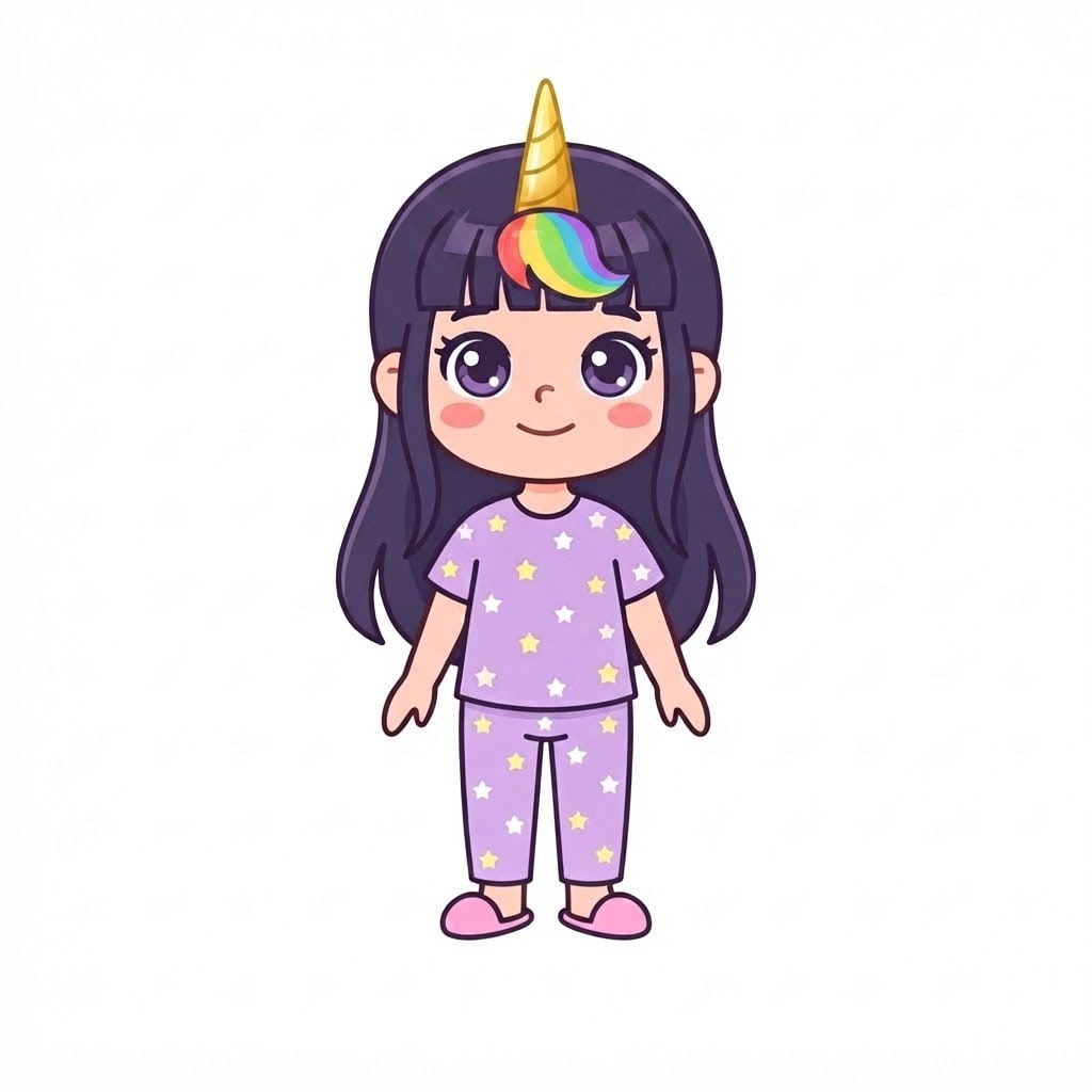 Image: Add ONLY a shiny golden unicorn horn on her forehe