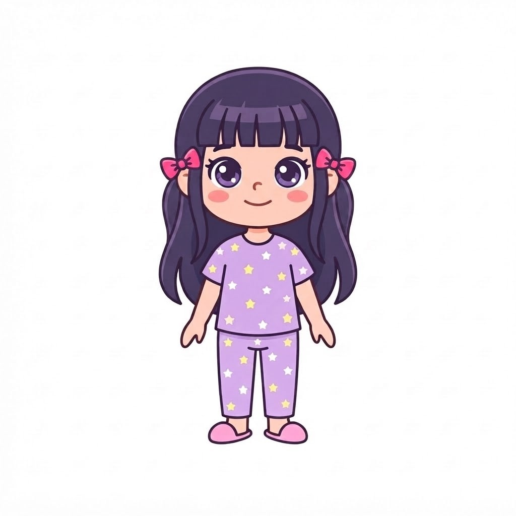 Image: Add ONLY two pink bows, one on each side of her he